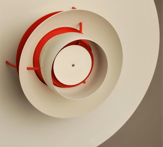 Image 1 of Set Van 2 Vintage Louis Poulsen Hanglamp | Off White Met Orange