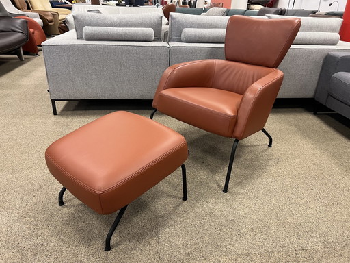 Harvink Clip fauteuil met hocker Leer 