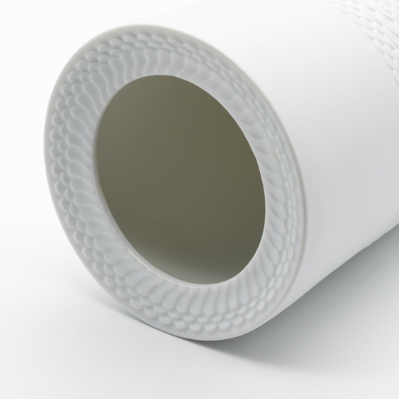 Image 1 of Zeldzame Manfred Frey Ak Kaiser Bisque porselein Natuur Reliëf Op Art Vaas Duo Mcm