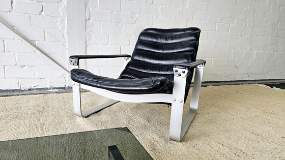 Image 1 of Ilmari Lappalainen Asko Pullka Fauteuil 60S 70S Scandi Mid Century lederen fauteuil