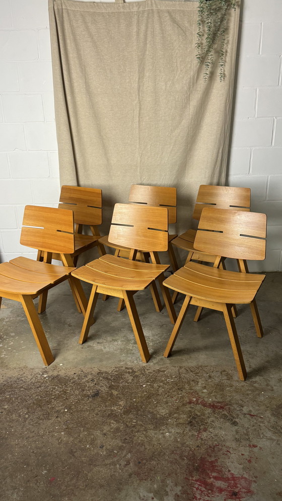 Image 1 of 6X Hans Anlinker Geperste Stoelen, Moderne Vintage Stijl