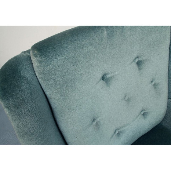 Image 1 of Vintage clubfauteuil in blauw fluweel, jaren 1950