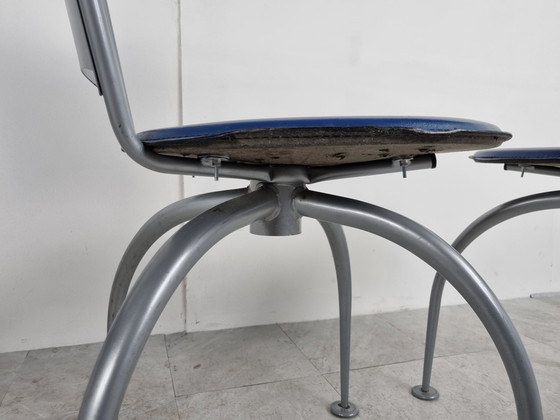 Image 1 of 4 x Post moderne metalen eetkamerstoelen