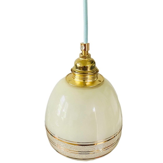 Image 1 of Vintage hanglampje beige glas goud