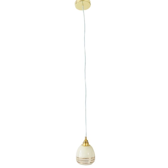 Image 1 of Vintage hanglampje beige glas goud