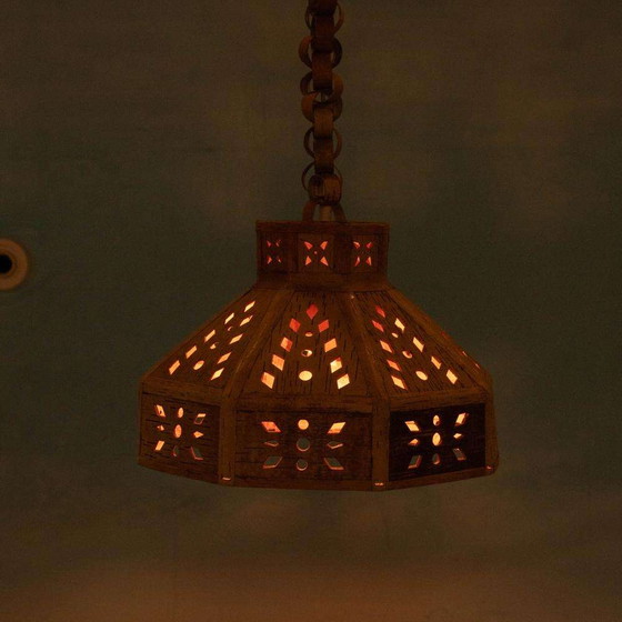 Image 1 of Japandi houten hanglamp sixties, vintage Swedish pendant