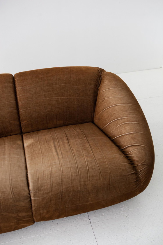 Image 1 of Fluwelen Bruine Sofa T.E.E. Ii, Studio Gruppo 14 Voor Busnelli, 1970S