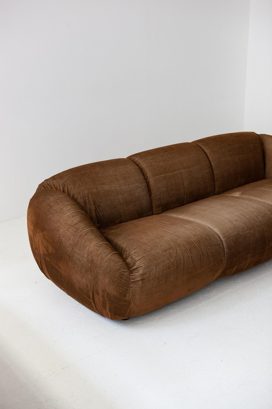 Image 1 of Fluwelen Bruine Sofa T.E.E. Ii, Studio Gruppo 14 Voor Busnelli, 1970S