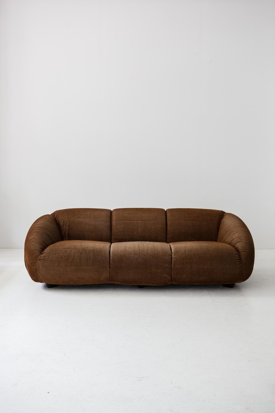 Image 1 of Fluwelen Bruine Sofa T.E.E. Ii, Studio Gruppo 14 Voor Busnelli, 1970S