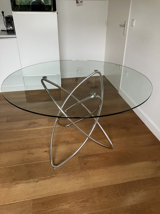 ronde glazen eettafel