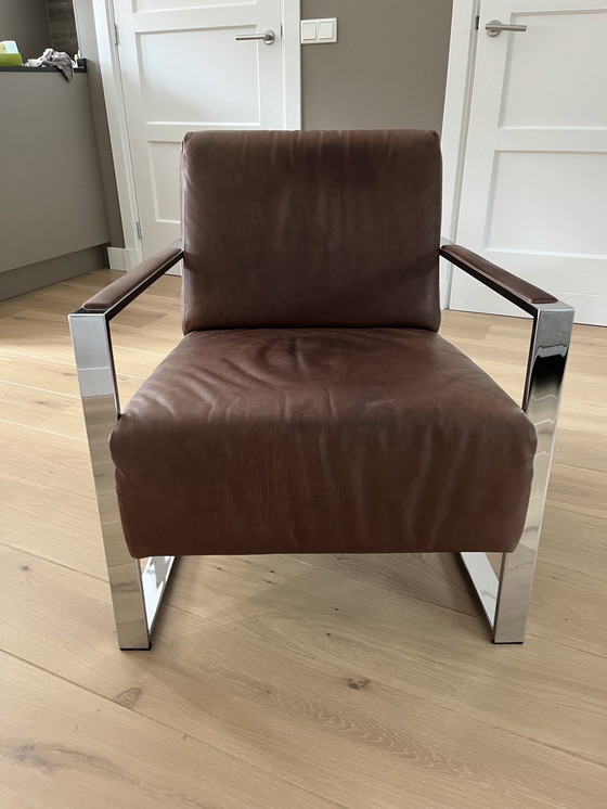 Image 1 of 2x Moderne Leren Fauteuils