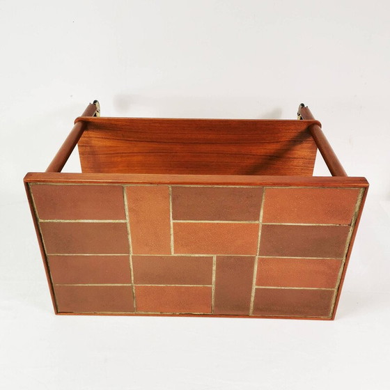 Image 1 of Vintage mobiele teakhouten en keramische bartafel, Denemarken 1960