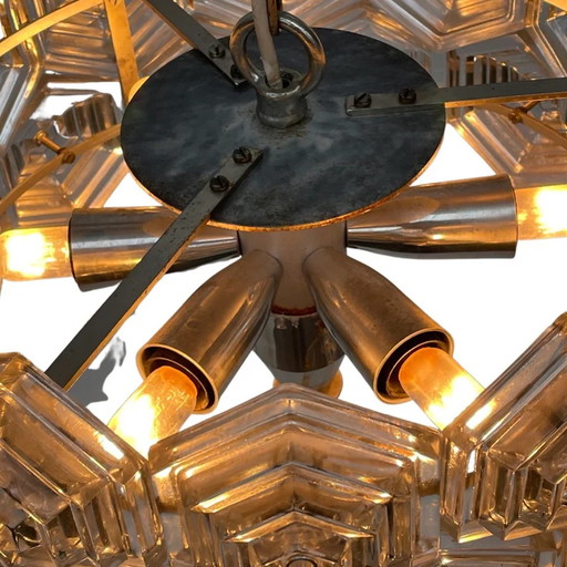 VEB kristallen lamp Ebersbach - Kristallen hangende pedant - Model Spoetnik - Massief glas (geen barsten) - Origineel