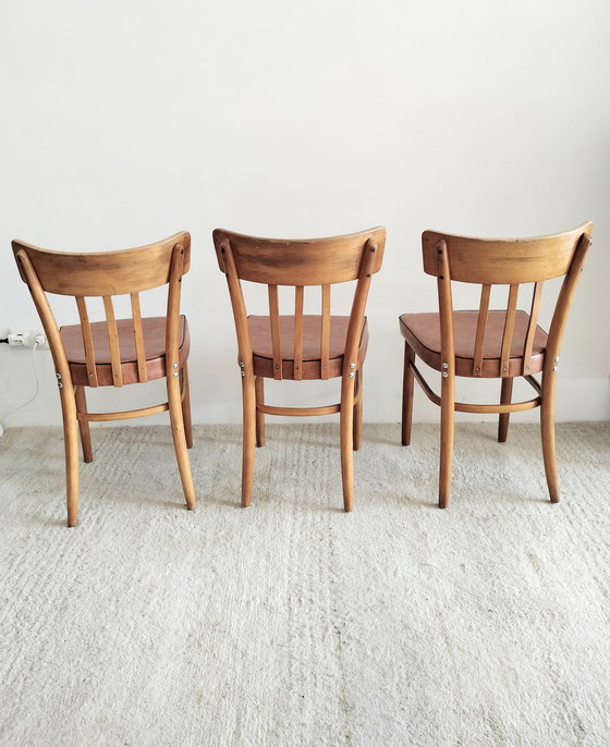 Image 1 of Vintage Kok Eetkamerstoelen, 3 Stuks 