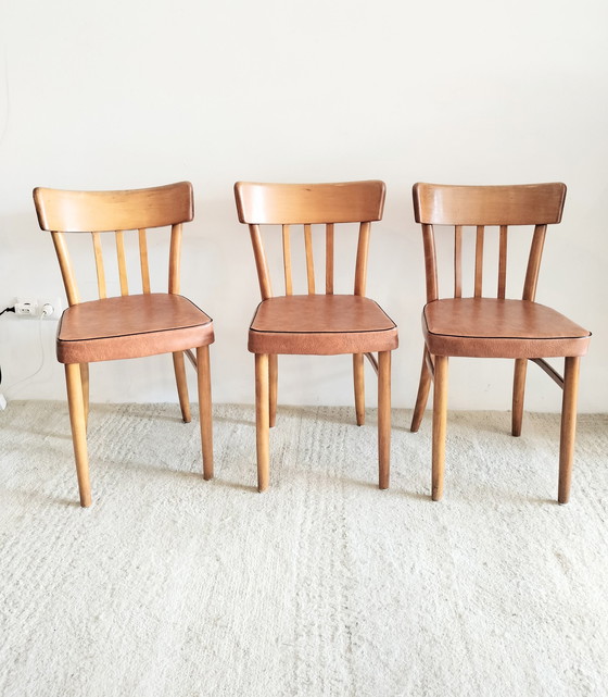 Image 1 of Vintage Kok Eetkamerstoelen, 3 Stuks 