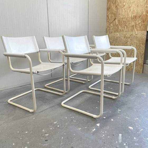 Image 1 of 5x Mart Stam Vintage S34 Stoelen Linea Veam Italy Wit