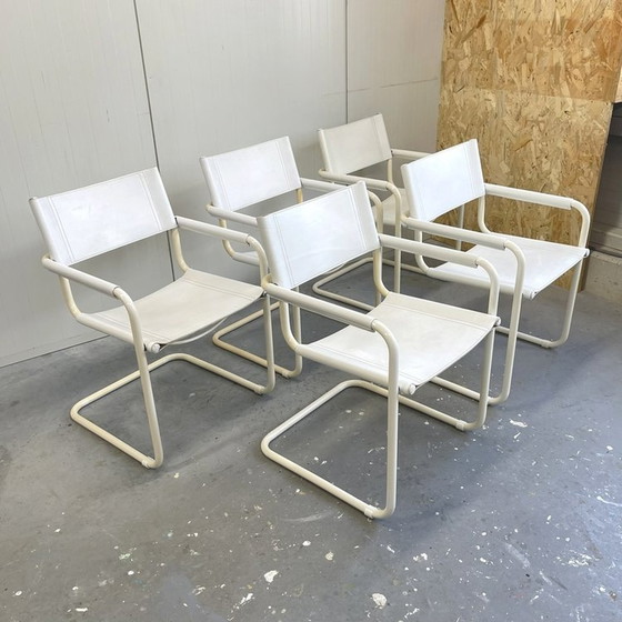 Image 1 of 5x Mart Stam Vintage S34 Stoelen Linea Veam Italy Wit