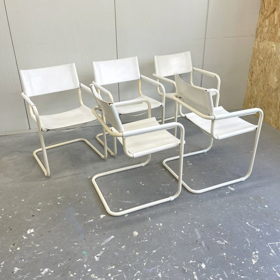 Image 1 of 5x Mart Stam Vintage S34 Stoelen Linea Veam Italy Wit