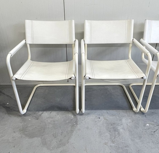 Image 1 of 5x Mart Stam Vintage S34 Stoelen Linea Veam Italy Wit