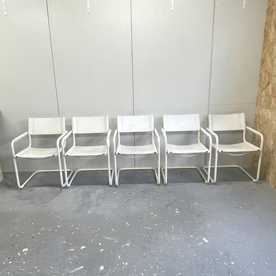 Image 1 of 5x Mart Stam Vintage S34 Stoelen Linea Veam Italy Wit