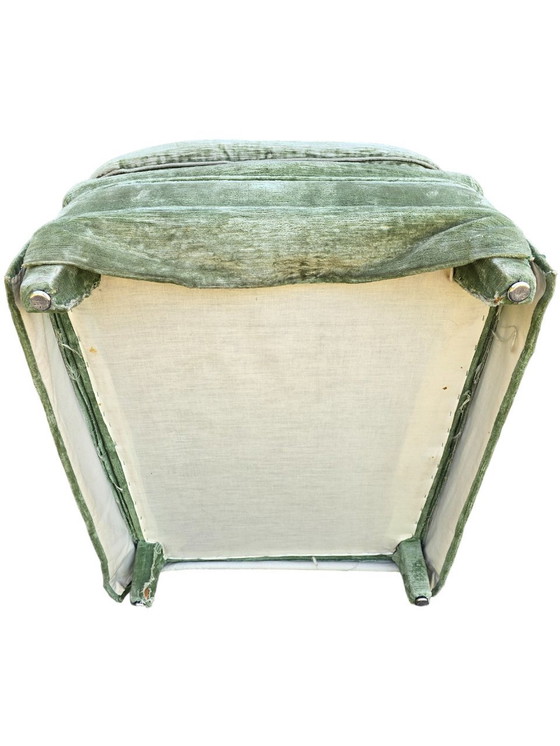 Image 1 of Paar watergroene stoffen fauteuils