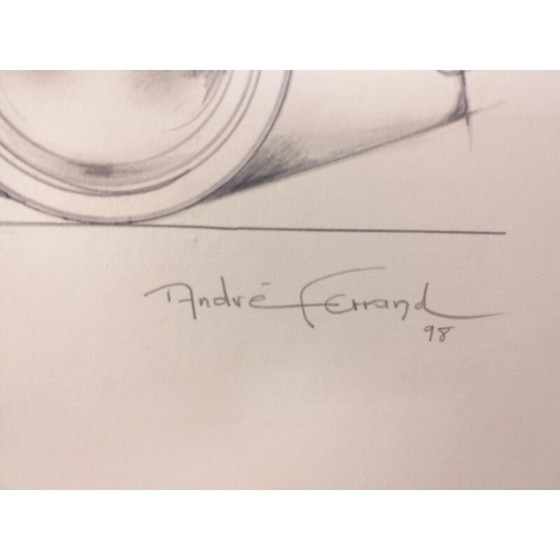 Image 1 of Vintage tekening "Grand coupé 2" van André Ferrand, 1998