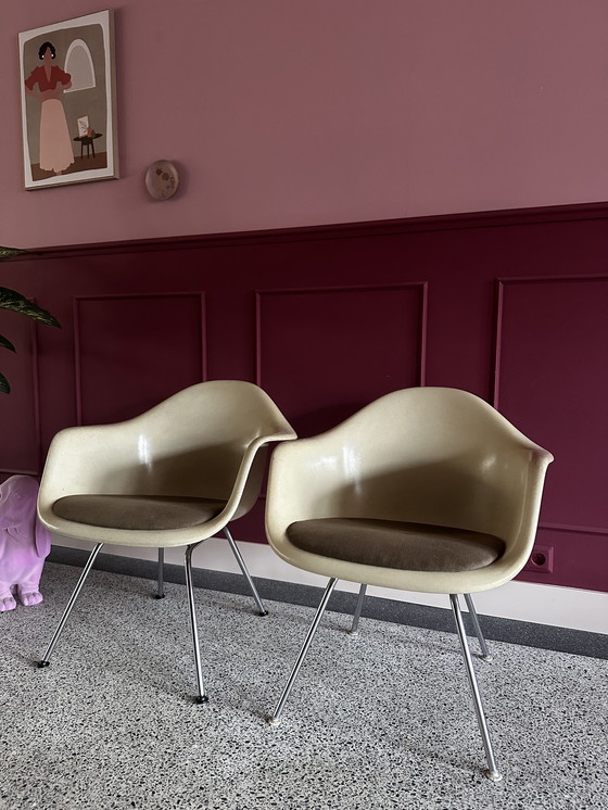 Image 1 of 2x Charles & Ray Eames Fiberglass “SAX” Chairs for Herman Miller 1970s