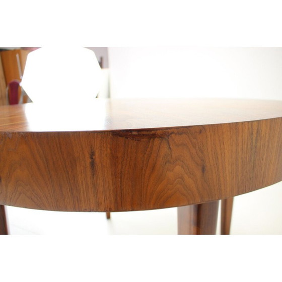 Image 1 of Art Deco vintage uitschuifbare walnoten eettafel, Tsjecho-Slowakije 1930