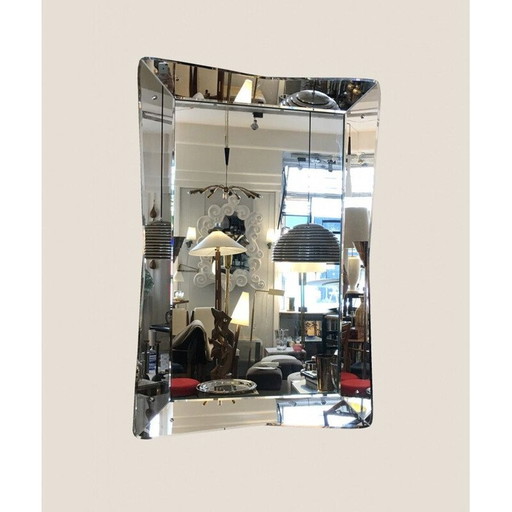 Vintage spiegel met gebogen randen, VS 1950