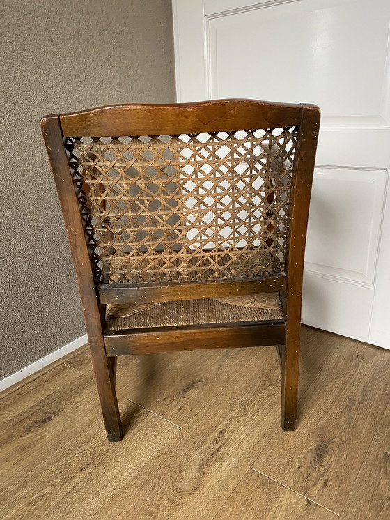 Image 1 of Antieke Houten Stoel Gemat Met Webbing 