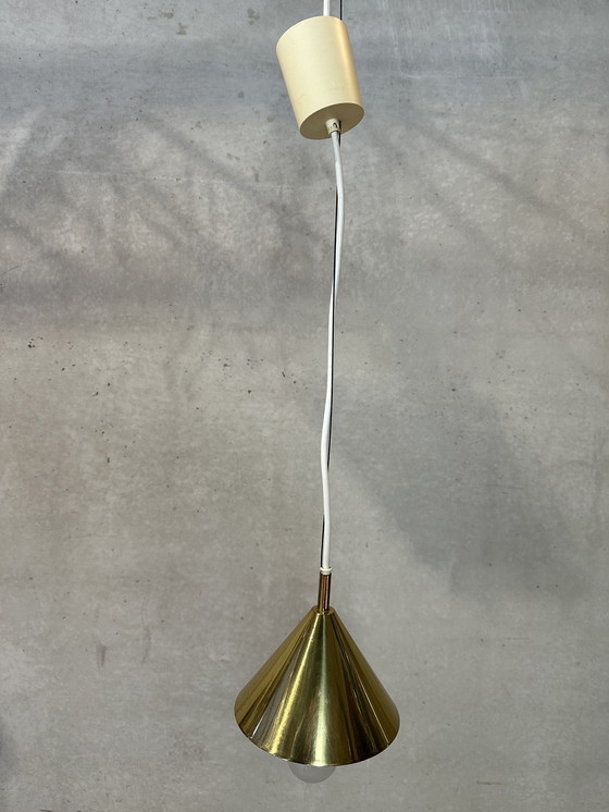 Image 1 of Vintage Glashütte Limburg Hanglamp - Opaline En Messing 