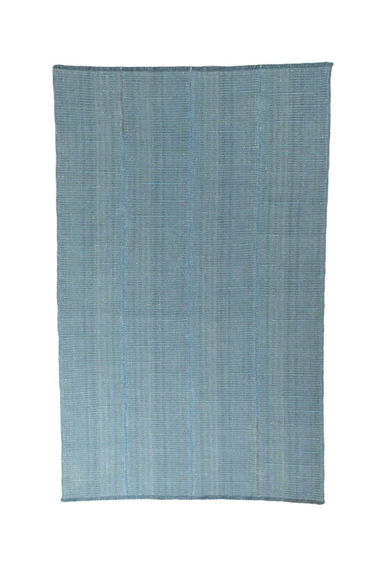 Image 1 of Blauw-grijze wollen design kelim - 315 X 201 cm - Nieuw