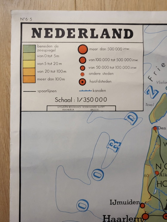 Image 1 of Oude Schoolkaart Nederland En Britse Eilanden, Rossignol, Frankrijk, Jaren 80