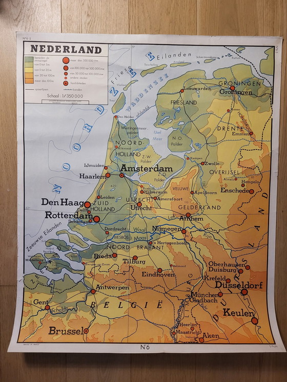 Image 1 of Oude Schoolkaart Nederland En Britse Eilanden, Rossignol, Frankrijk, Jaren 80