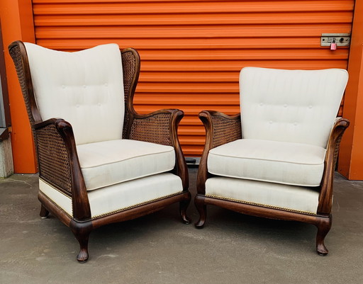 Set Van 2 Vintage Chippendale “Mr & Mrs” Fauteuils 