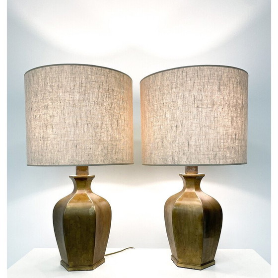 Image 1 of Paar vintage bronzen tafellampen