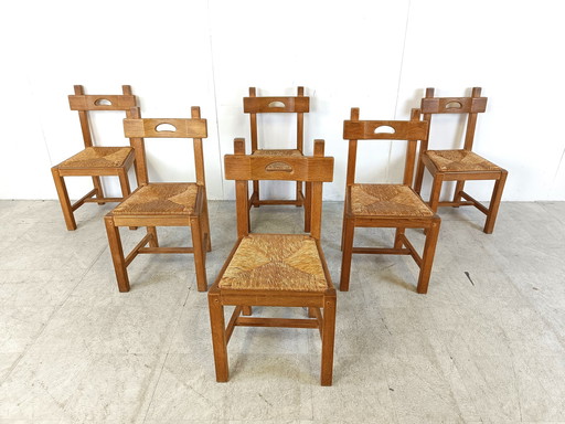 6x Brutalist stoelen