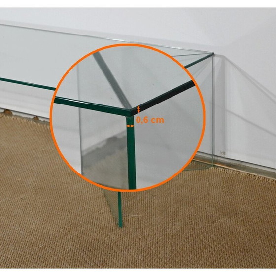 Image 1 of Vintage rechthoekige glazen salontafel, 1970