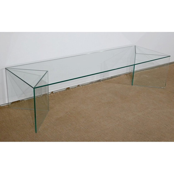 Image 1 of Vintage rechthoekige glazen salontafel, 1970