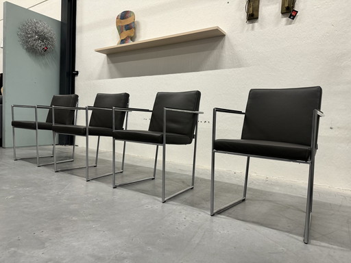 4 Harvink Dash Eetkamerstoelen Grijs Leer 