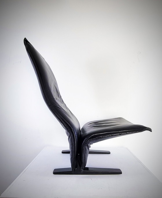 Image 1 of 2x Artifort Concorde F784 fauteuil in zwart lederen uitvoering