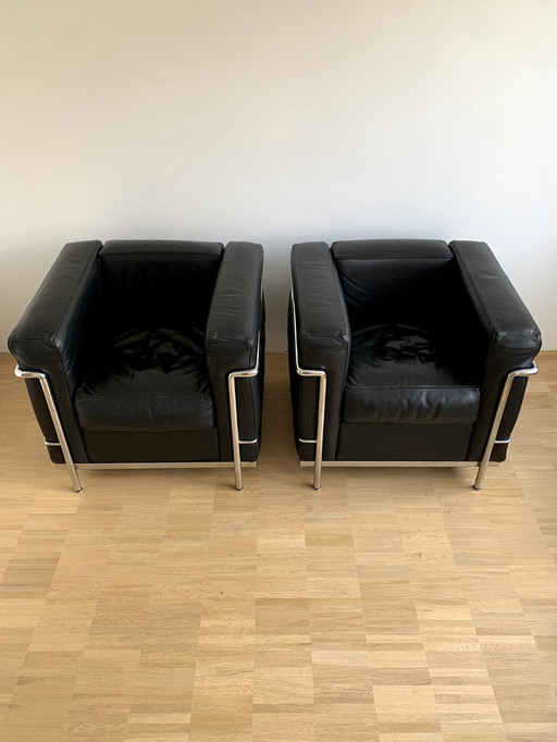 2x Cassina LC2 Le corbusier fauteuil