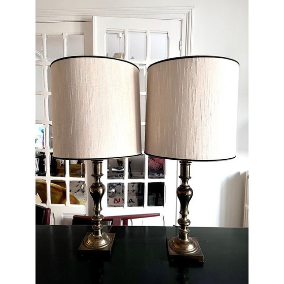 Image 1 of Paar vintage Stiffel lampen in messing