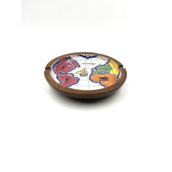 Image 1 of Vintage polychrome keramische wereldkaart catchall door Zaccagnini, Italië 1940