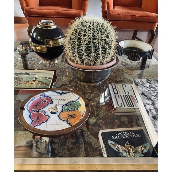 Image 1 of Vintage polychrome keramische wereldkaart catchall door Zaccagnini, Italië 1940