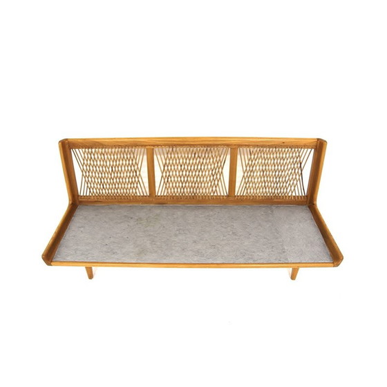 Image 1 of Vintage 3-zitsbank in iep en leer van Carl Gustaf Hiort voor Af Ornäs, Finland 1960