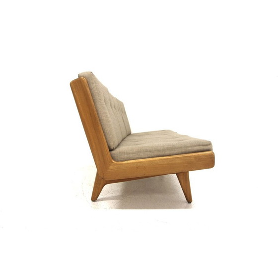 Image 1 of Vintage 3-zitsbank in iep en leer van Carl Gustaf Hiort voor Af Ornäs, Finland 1960