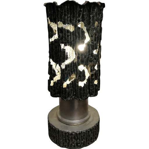 Vintage Brutalistische tinnen lamp, Italië 1960