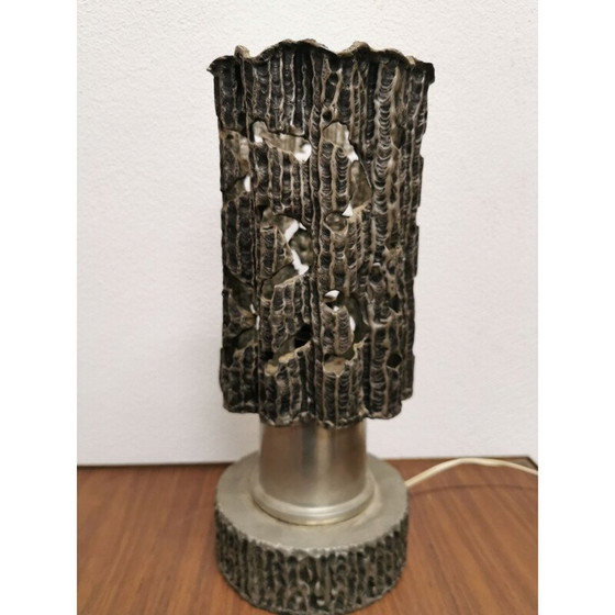 Image 1 of Vintage Brutalistische tinnen lamp, Italië 1960