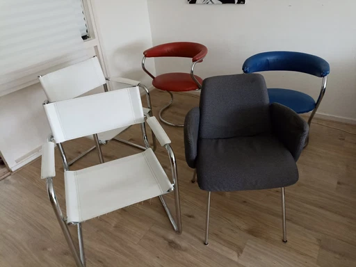 6x Vintage Chromen Stoelen